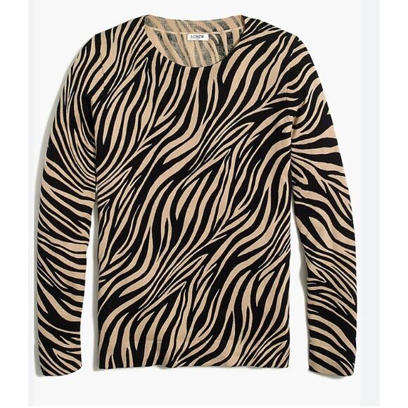 J. Crew Zebra Animal Print Teddie Sweater Small - Picture 1 of 5